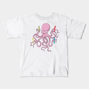 Octopus with Crayon Kids T-Shirt